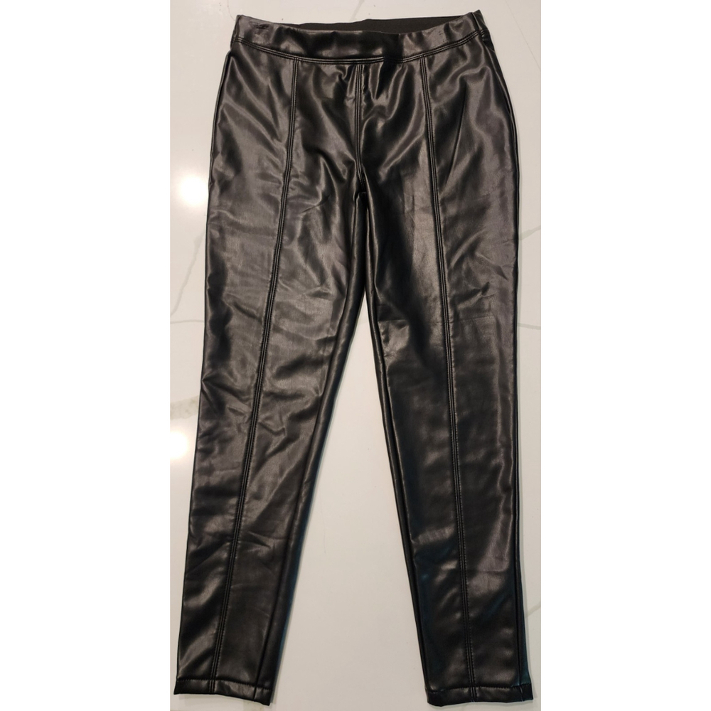 Cavalini Black Vegan Leather Pants Women's L Pull-on NWT